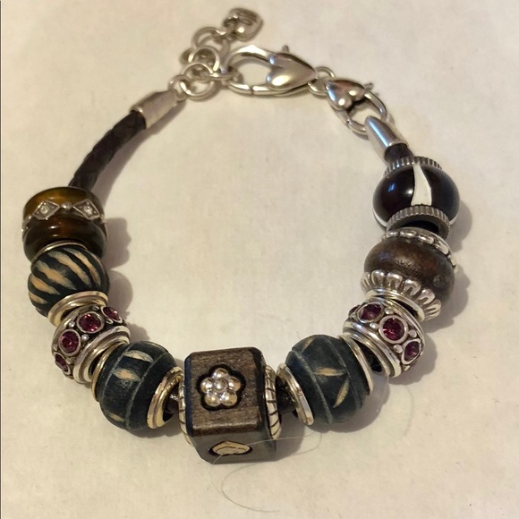 🆕 Brighton African Tutsi bead Brown wood with horizontal slashed lines Retired - Picture 5 of 7